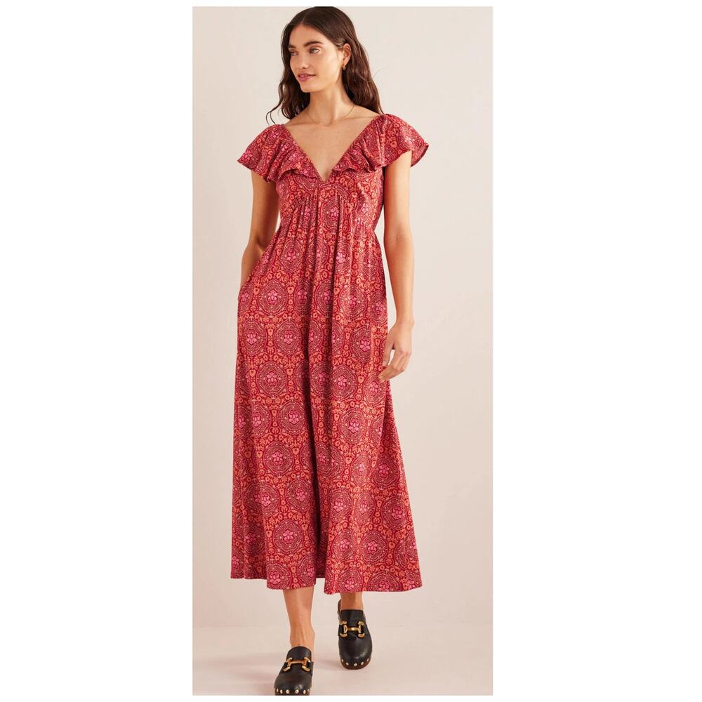 Boden Tie Back Jersey Maxi Floral Dress Size US/10R